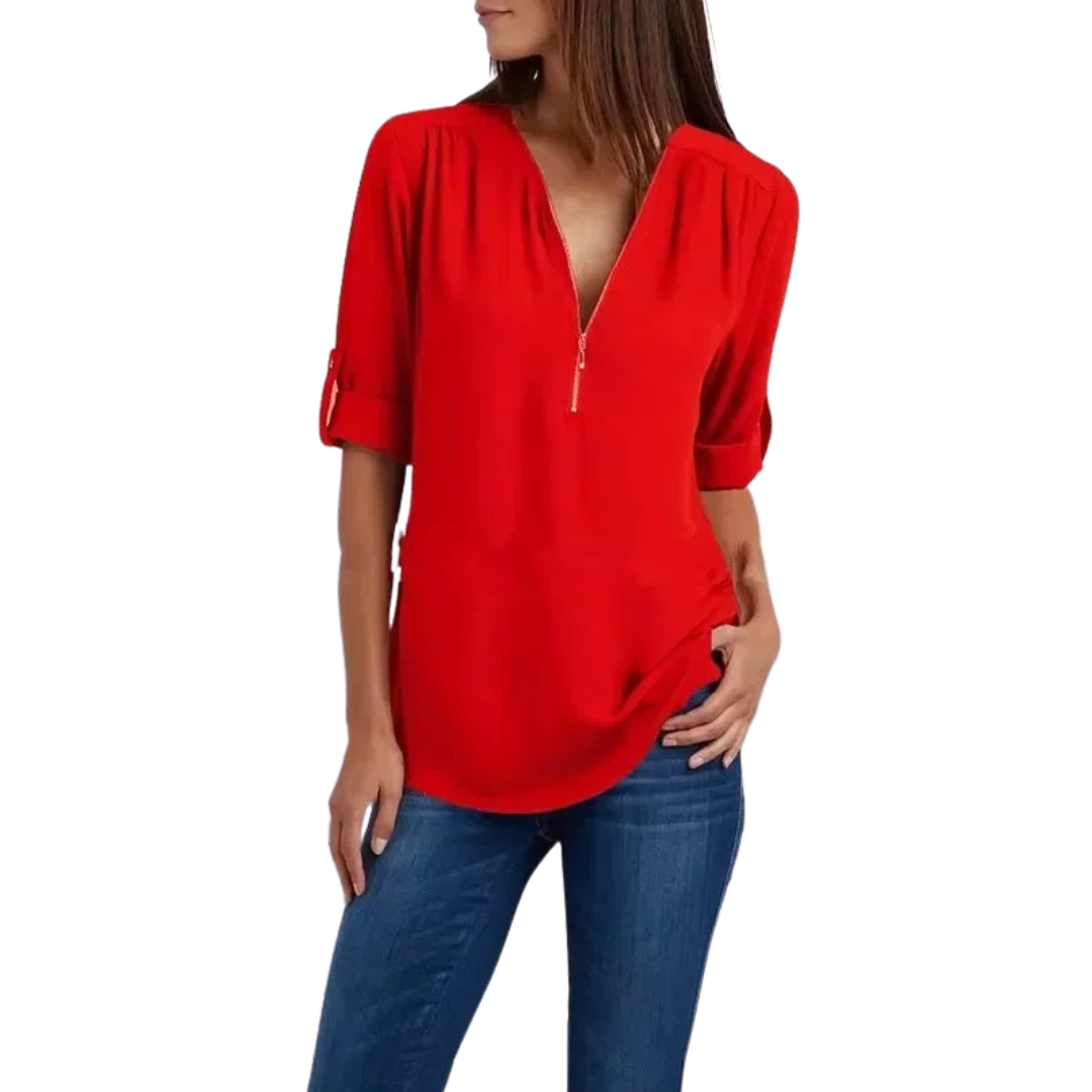 Vrouwen Blouse met Diepe V-Hals Chiffon