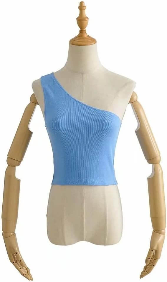Één Schouder Cropped Top