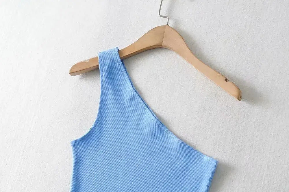 Één Schouder Cropped Top
