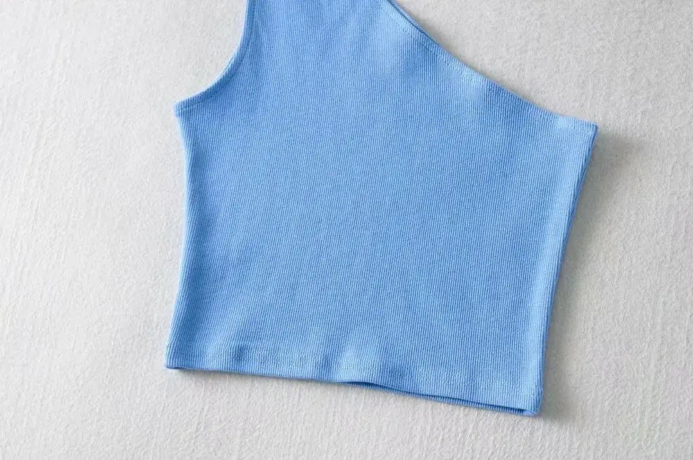 Één Schouder Cropped Top