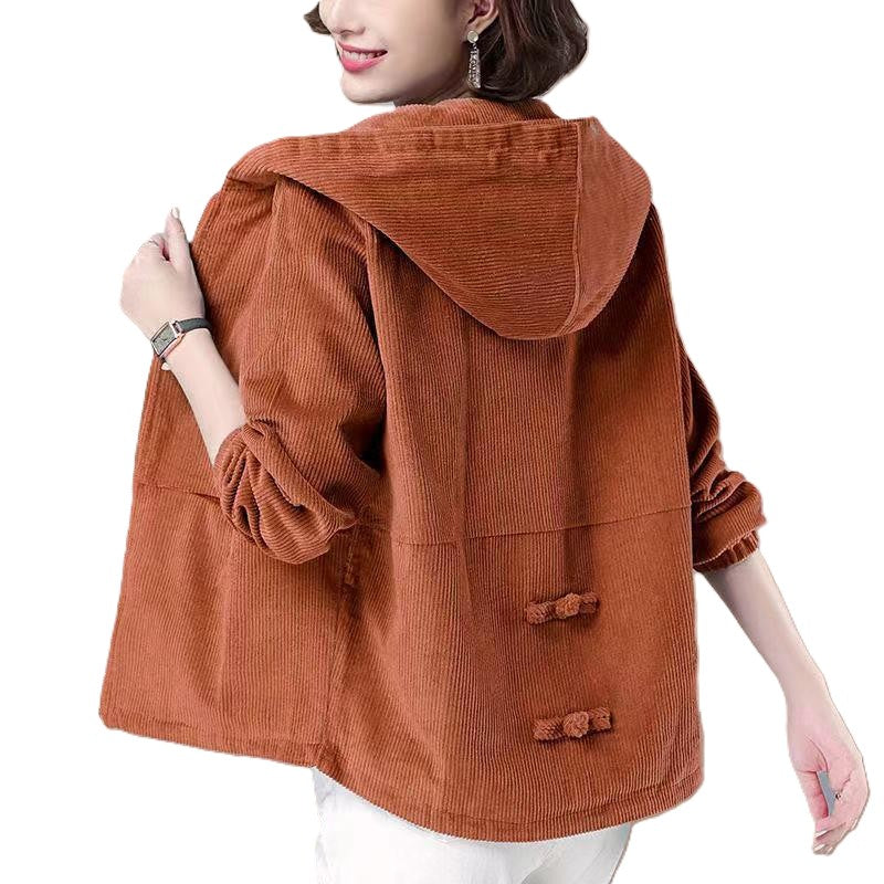 Dames Casual Denimjas met Capuchon en Chinese Knopen