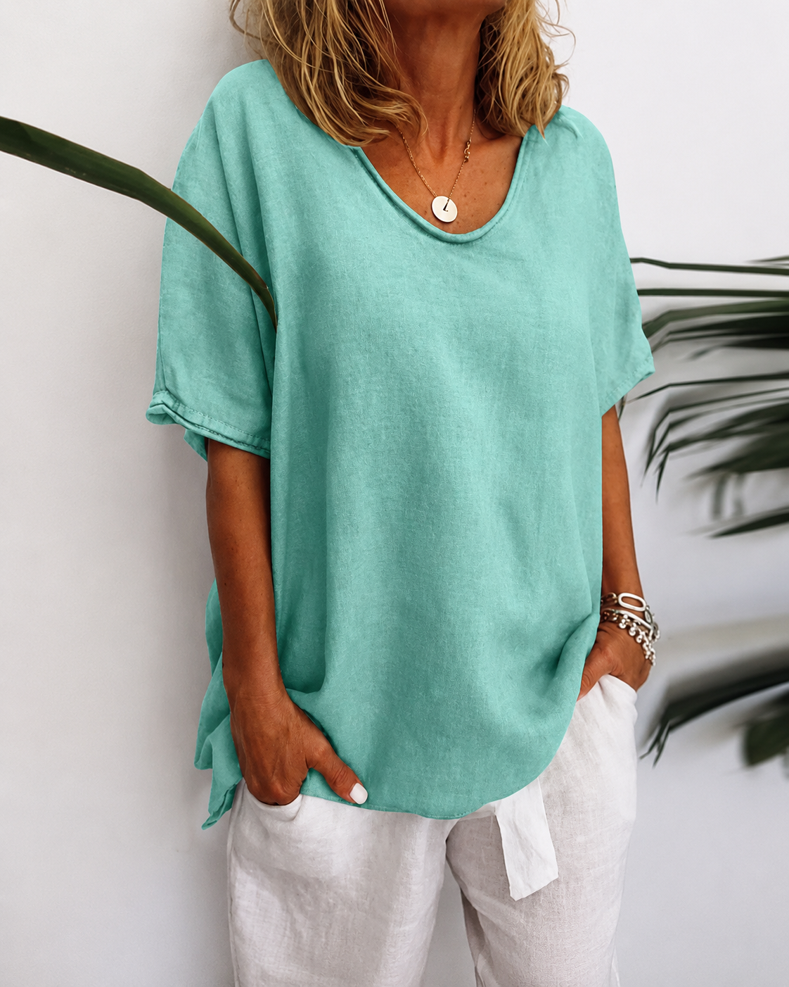 Dames Losvallende Top Ronde Hals Casual Stijl