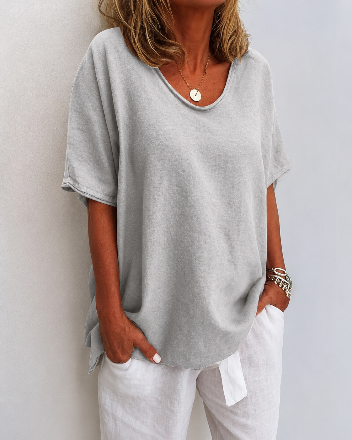 Dames Losvallende Top Ronde Hals Casual Stijl