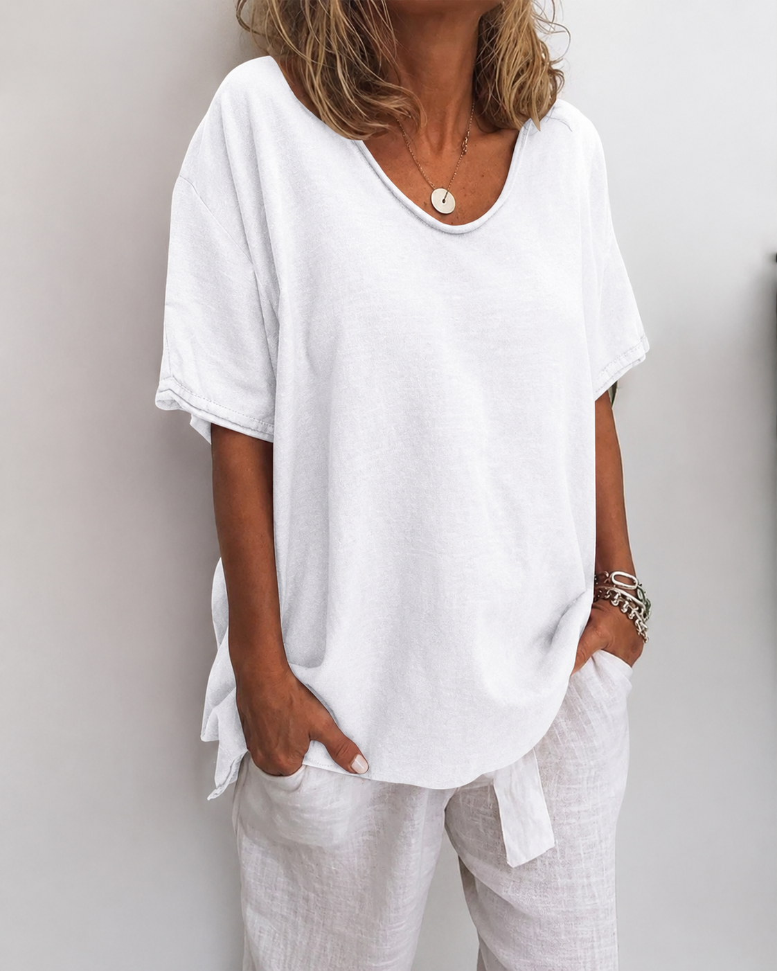 Dames Losvallende Top Ronde Hals Casual Stijl