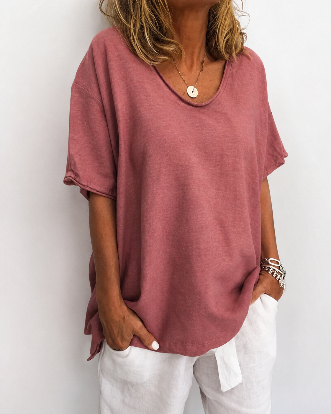 Dames Losvallende Top Ronde Hals Casual Stijl