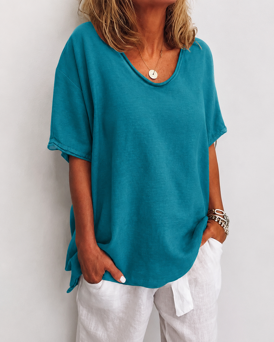 Dames Losvallende Top Ronde Hals Casual Stijl