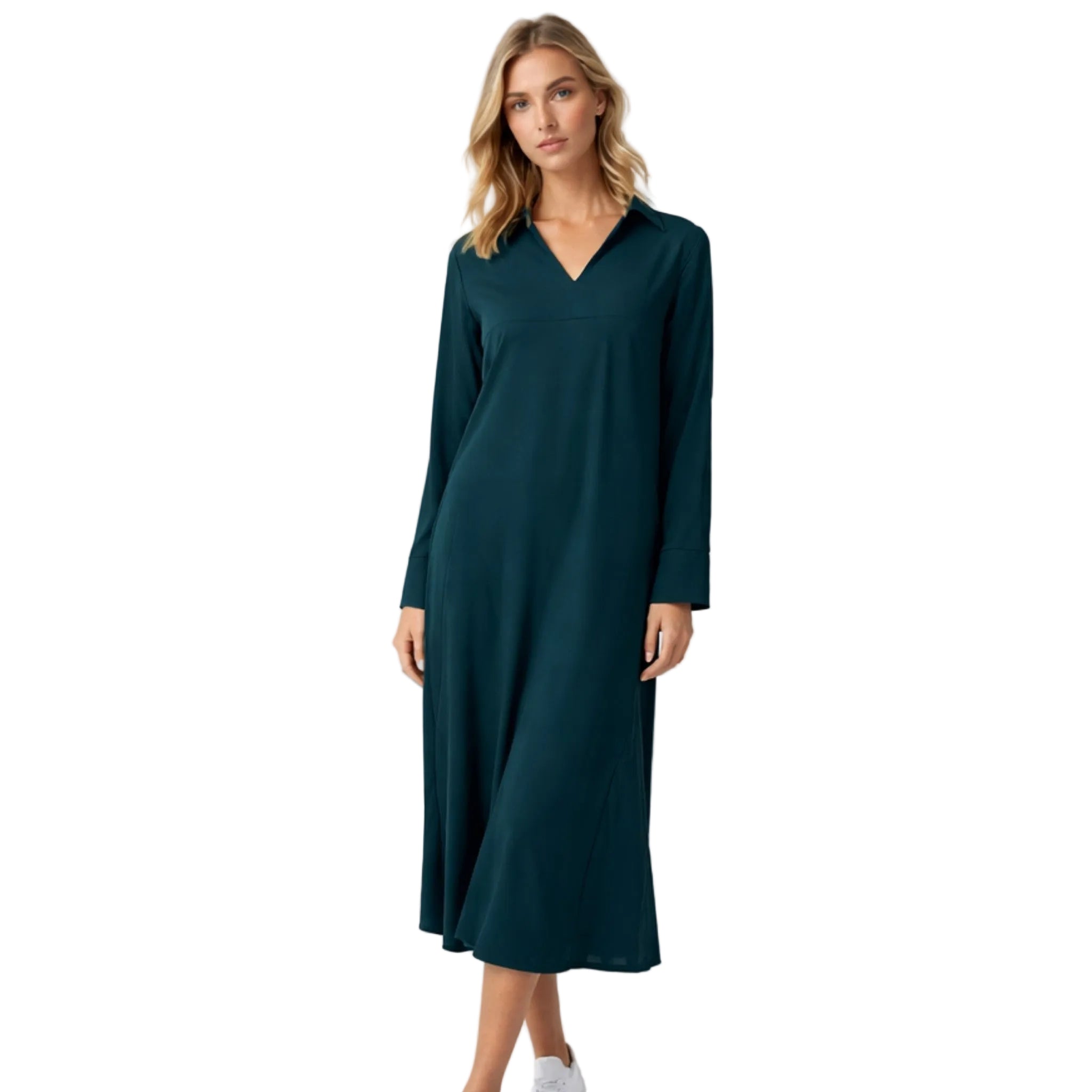 Dames Maxi Jurk Elegante Lange Mouwen Luxe Stof