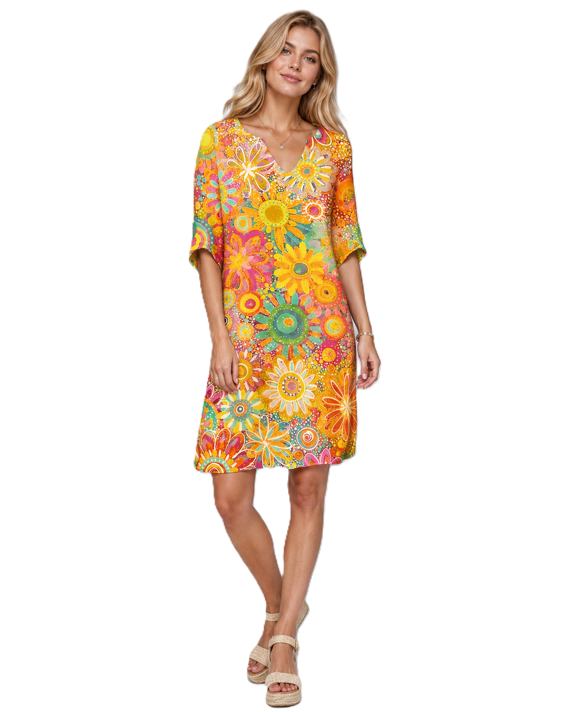 Dames Zomerjurk V-hals Bloemenprint voor Casual en Chique Gelegenheden
