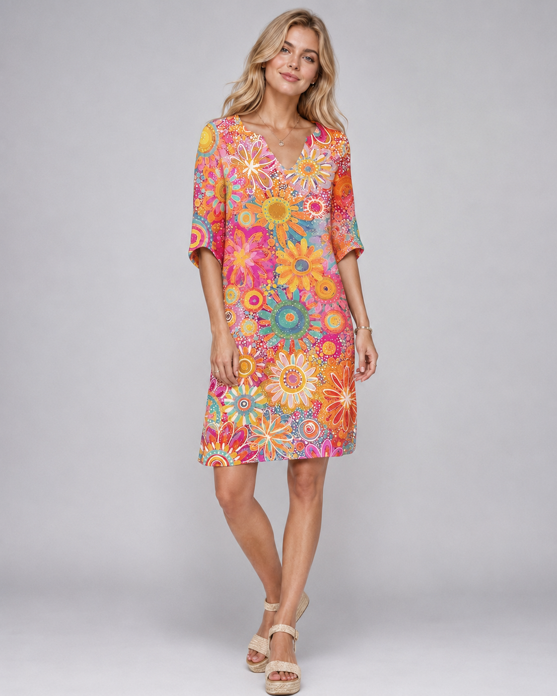 Dames Zomerjurk V-hals Bloemenprint voor Casual en Chique Gelegenheden