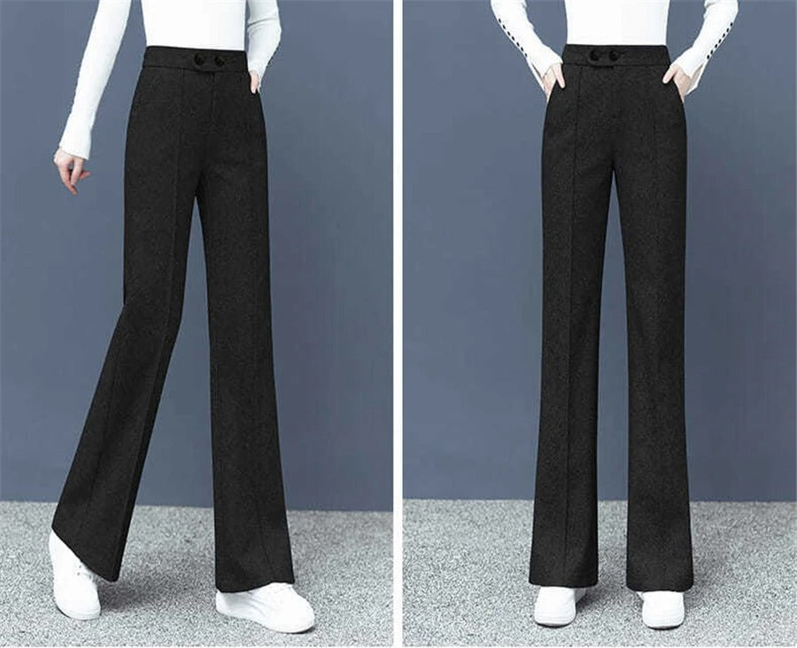 Dames wolmix rechte broek