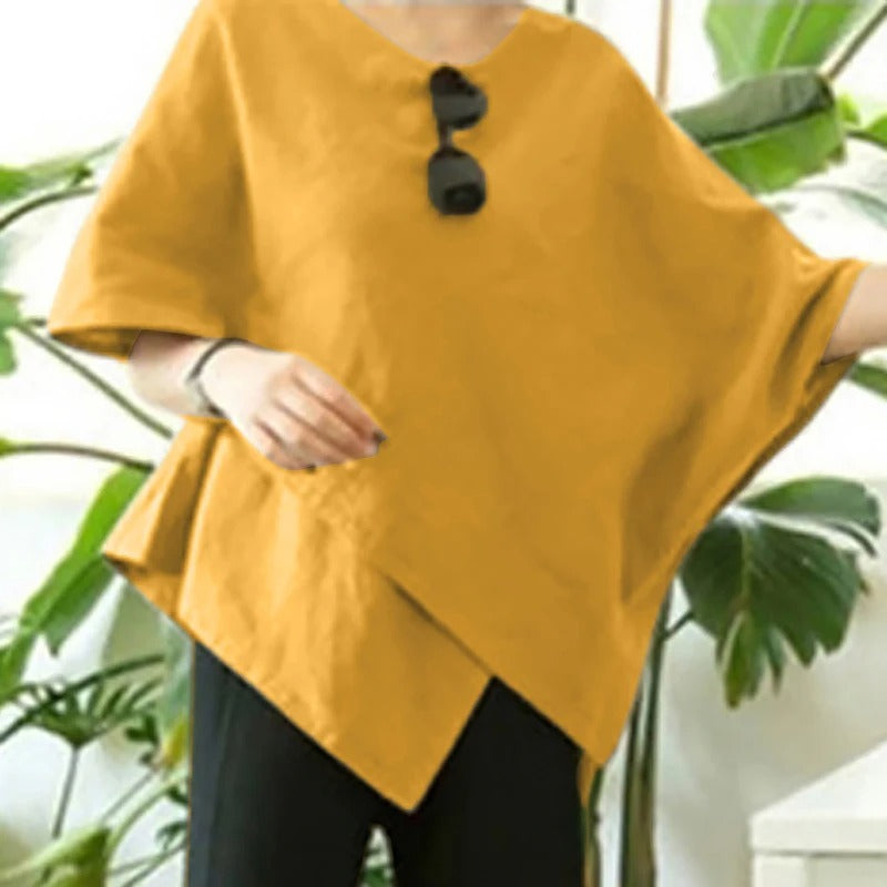 Asymmetrische blouse met halve mouwen voor dames