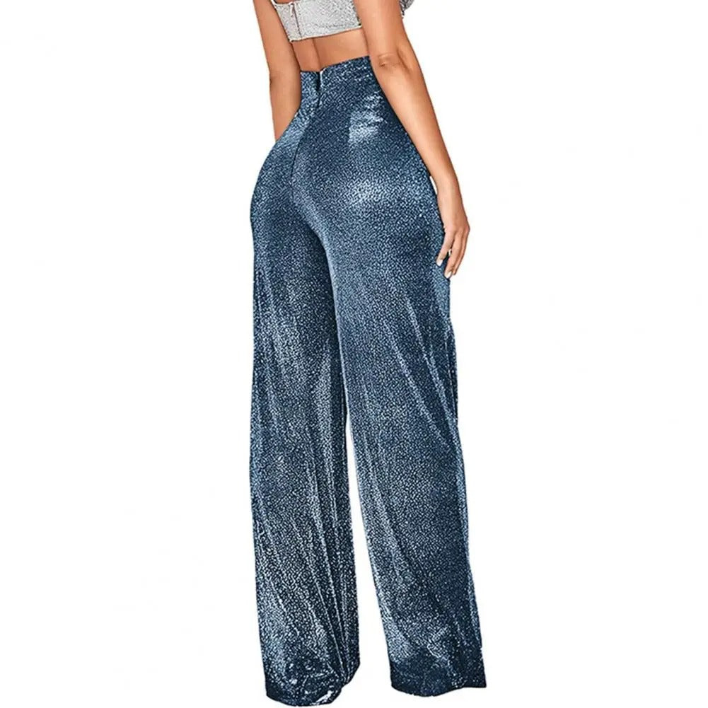 Damesbroek met hoge taille en wijde pijpen