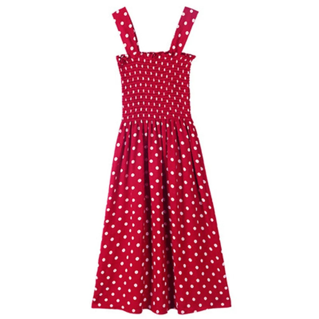 Dames Polka Dot Mouwloze Casual Jurk