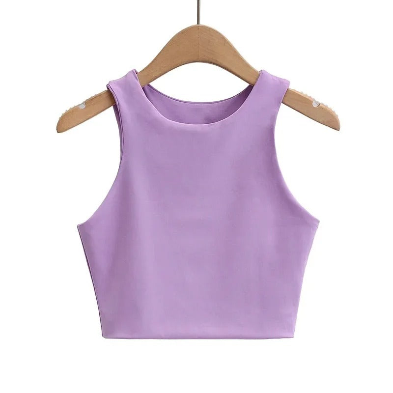 Dames mouwloze O-hals Slim Fit Tank Top
