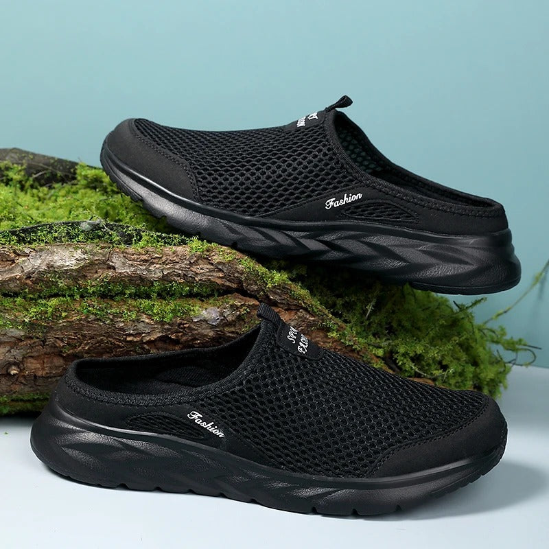 Ademende mesh halve slippers voor heren