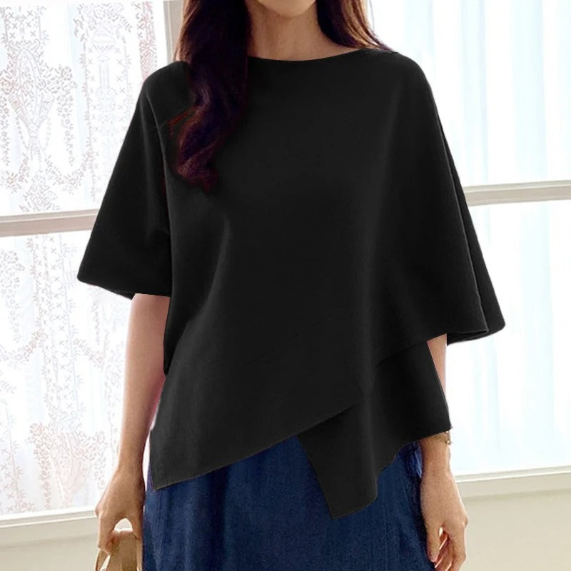 Damesblouse met 3/4 mouwen en ruches