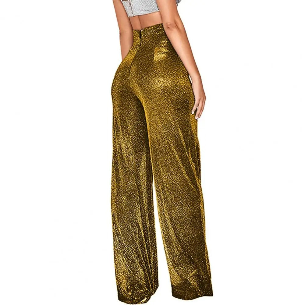 Damesbroek met hoge taille en wijde pijpen