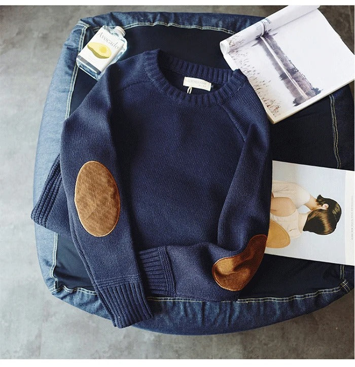 Oversized patchgebreide herensweater