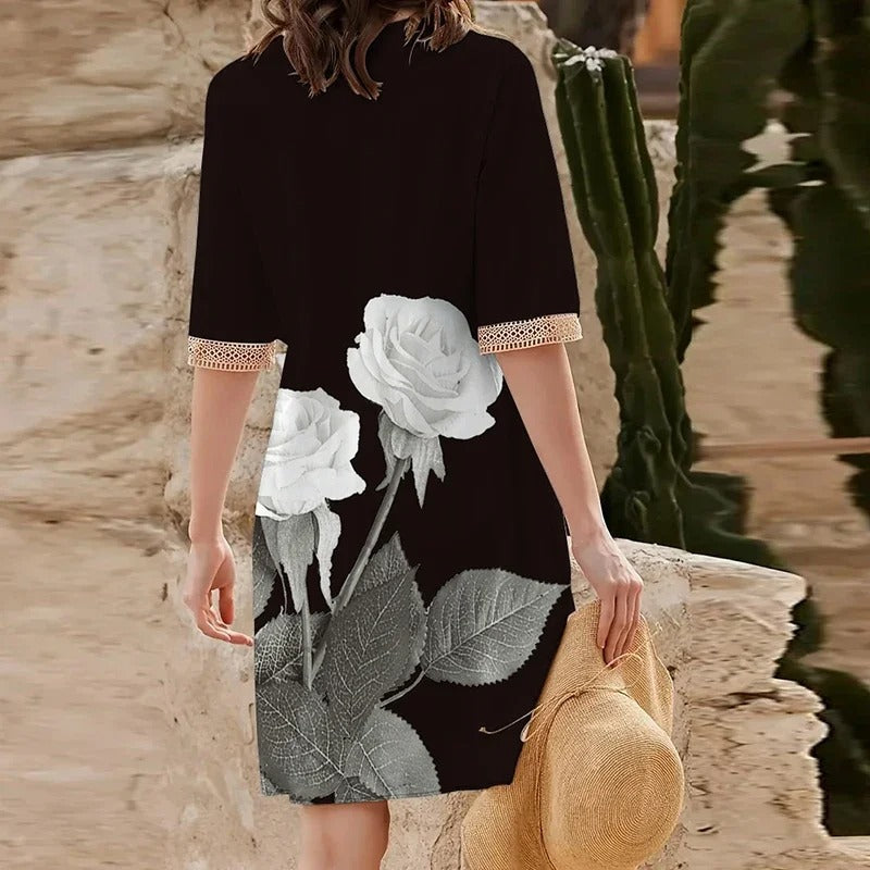 Vrouwen V-Hals Gedrukte Zomerjurk