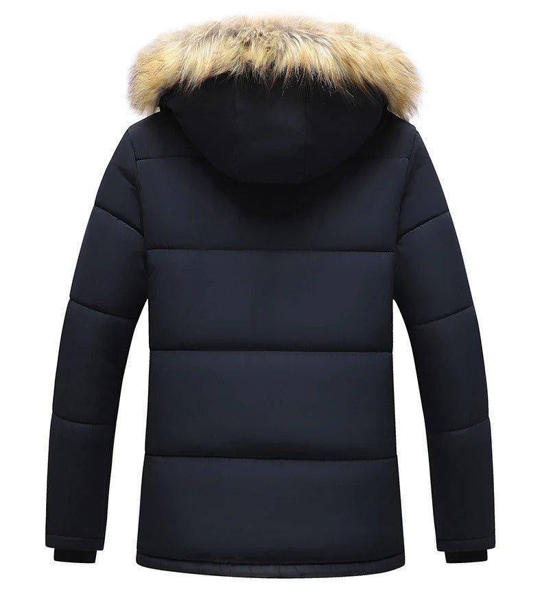 Herenjas met fleece gevoerde bontkraag