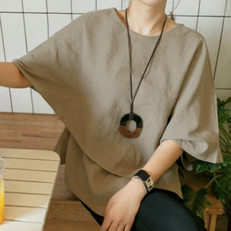 Asymmetrische blouse met halve mouwen voor dames