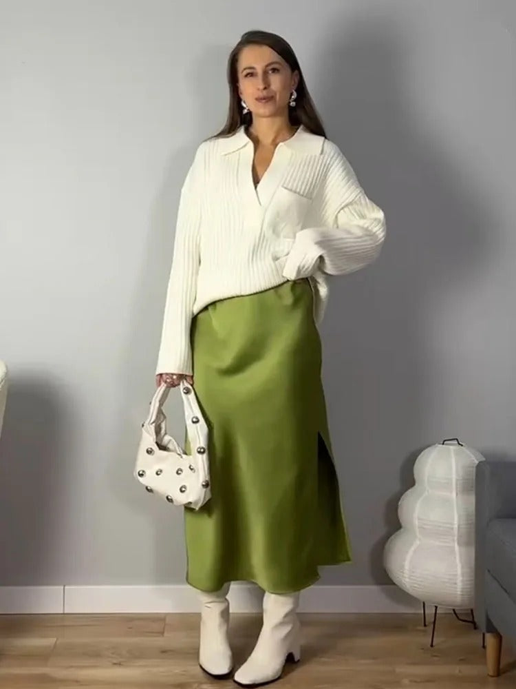 A-lijn kantoor zijden rok voor dames