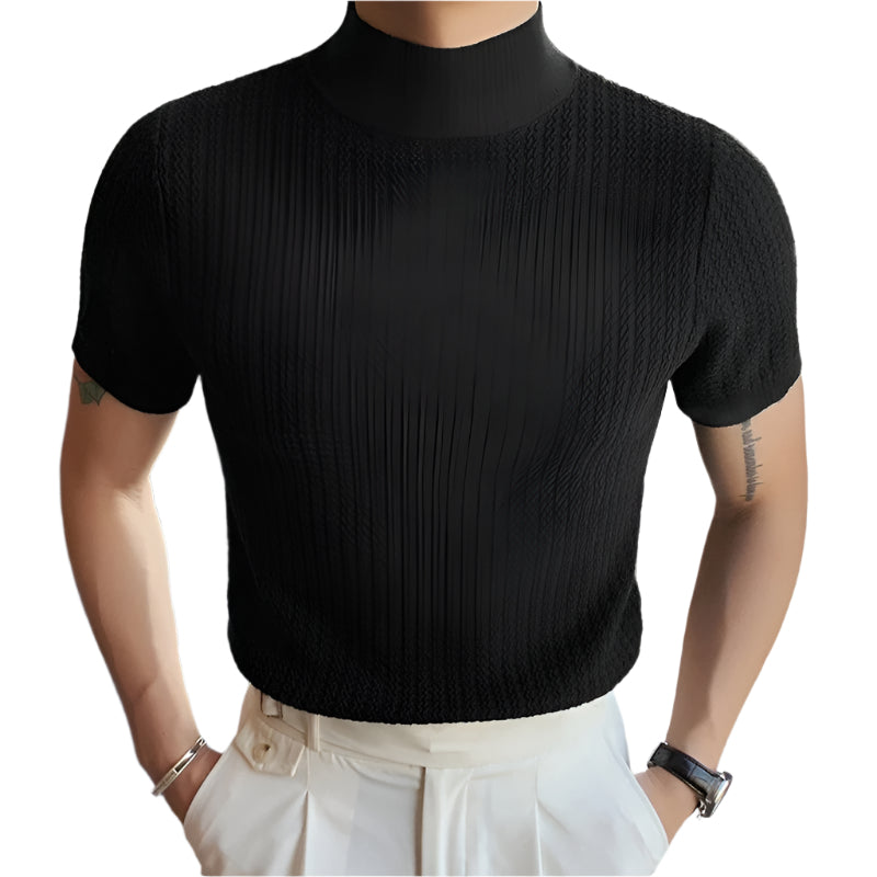 Heren T-shirt met hoge hals en slanke pasvorm