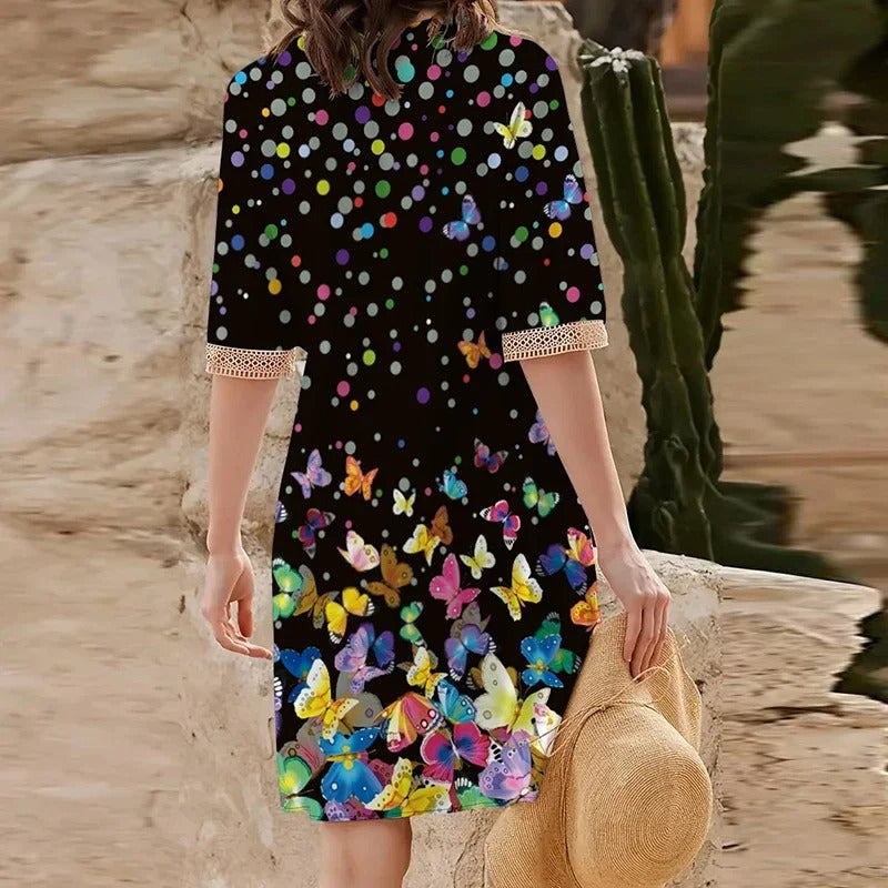 Vrouwen V-Hals Gedrukte Zomerjurk