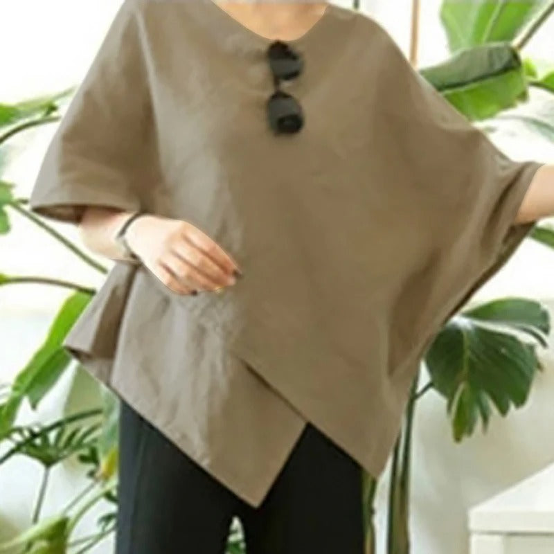 Asymmetrische blouse met halve mouwen voor dames