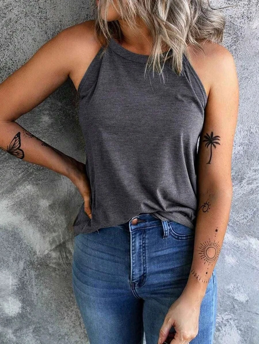Dames mouwloze halter tanktop