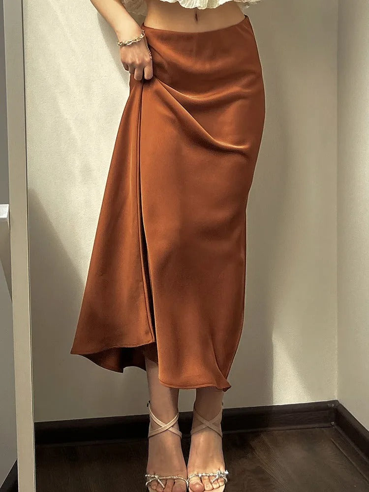 Satijnen splitrok voor dames