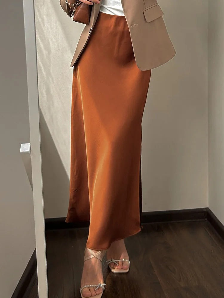 Satijnen splitrok voor dames