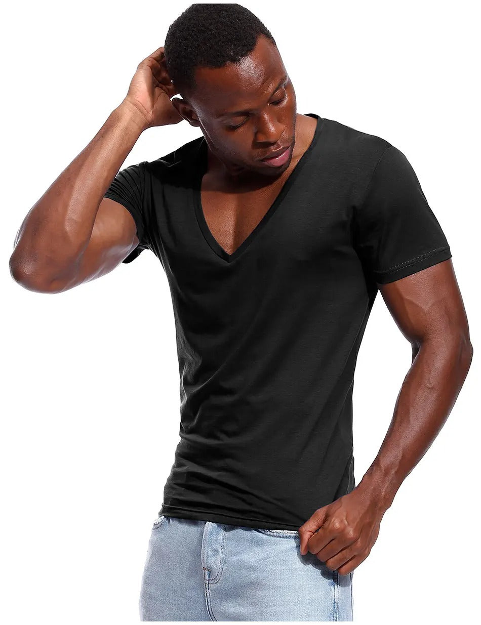 Heren T-shirt met diepe V-hals