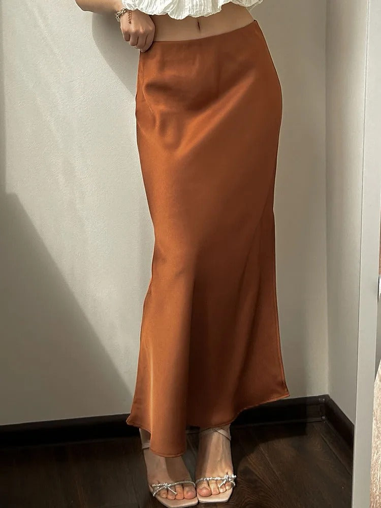 Satijnen splitrok voor dames