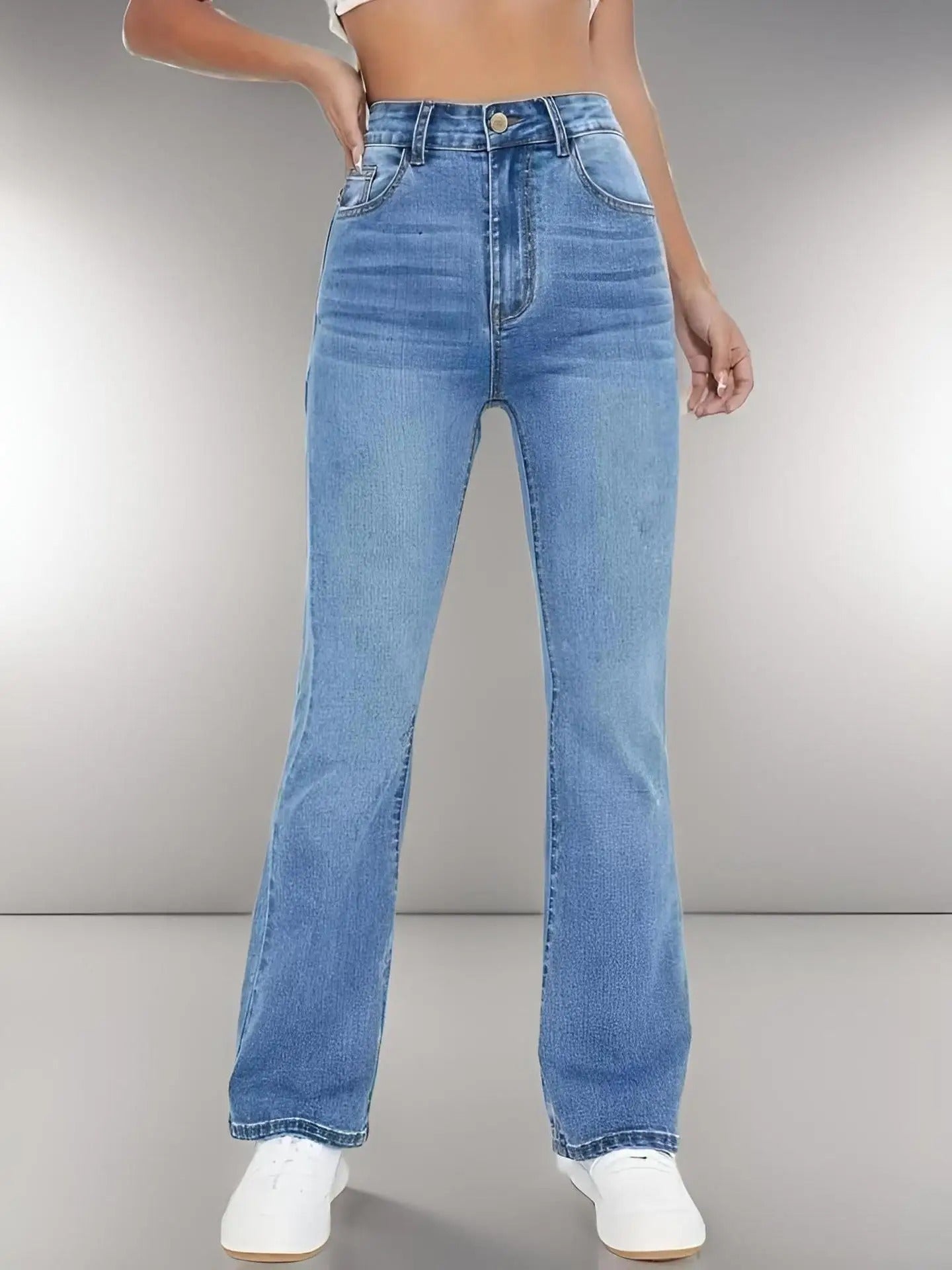 Denim broeken met hoge taille voor dames