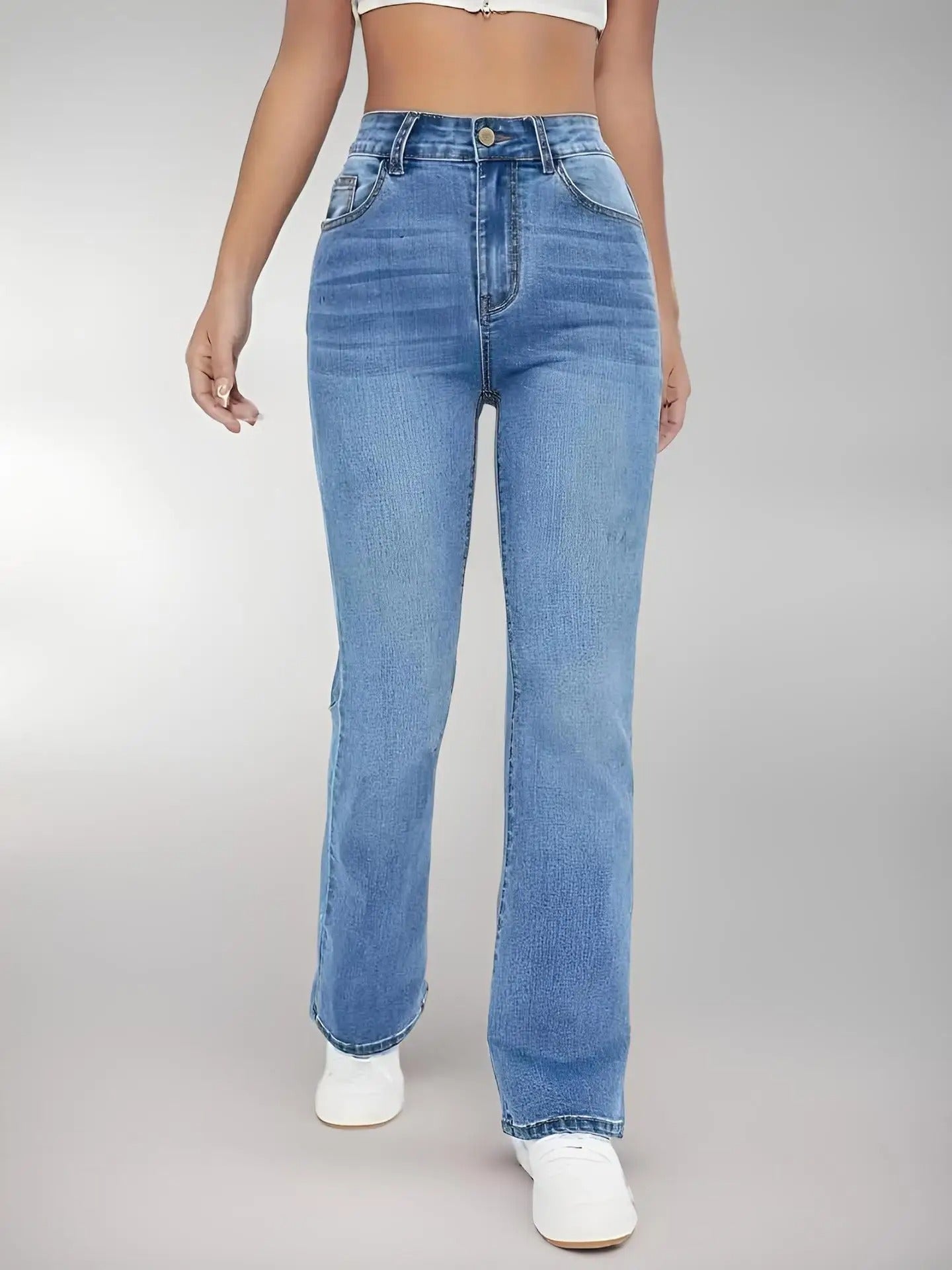 Denim broeken met hoge taille voor dames
