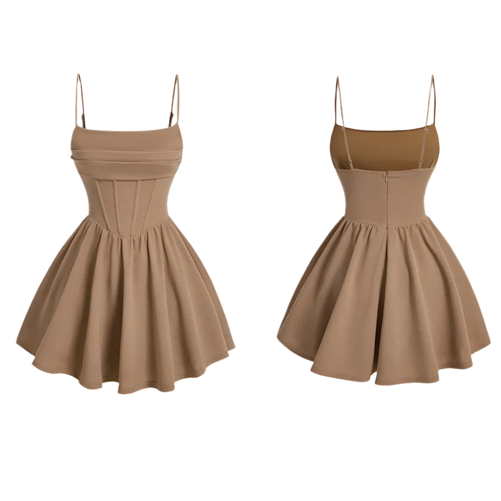 Dames A-lijn mini-jurk met vierkante hals en mouwloze mouwen
