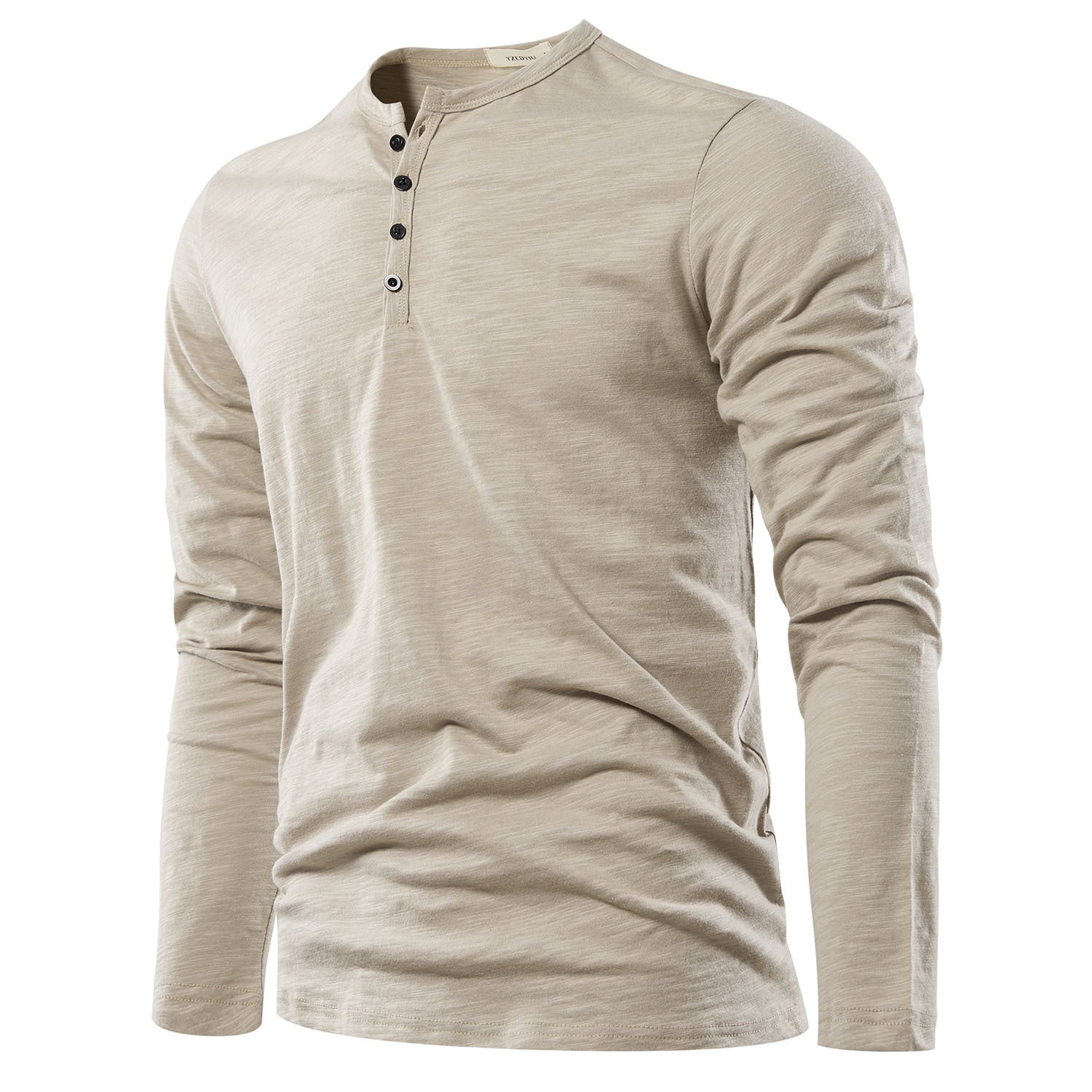 Heren Henley Hals Lange Mouw T-shirt
