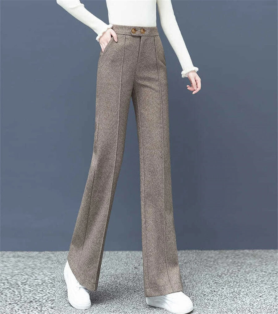 Dames wolmix rechte broek