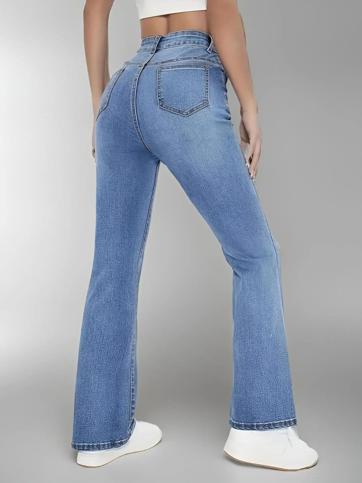 Denim broeken met hoge taille voor dames