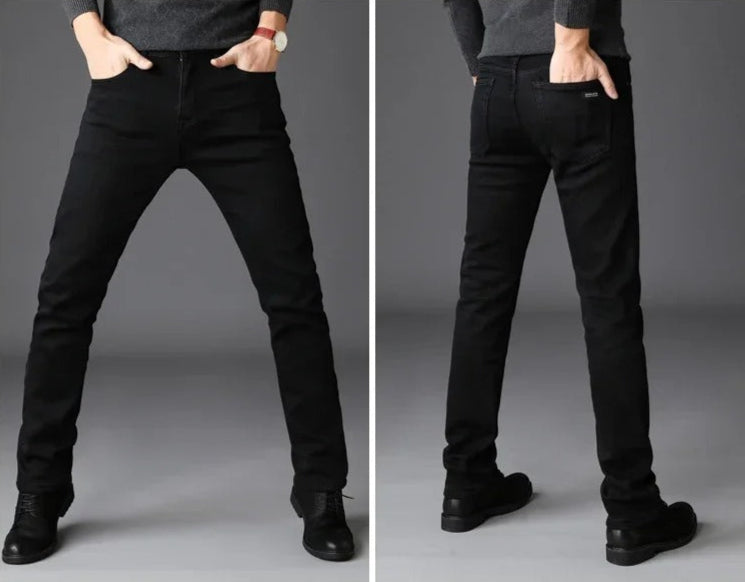 Zwarte stretch-bikerjeans voor heren