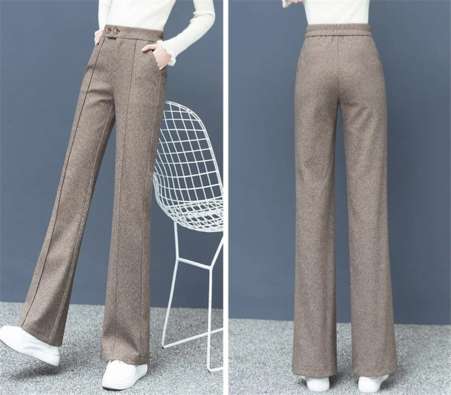 Dames wolmix rechte broek