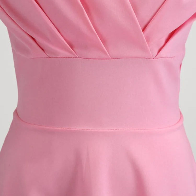 Dames V-hals Vintage Midi Dress