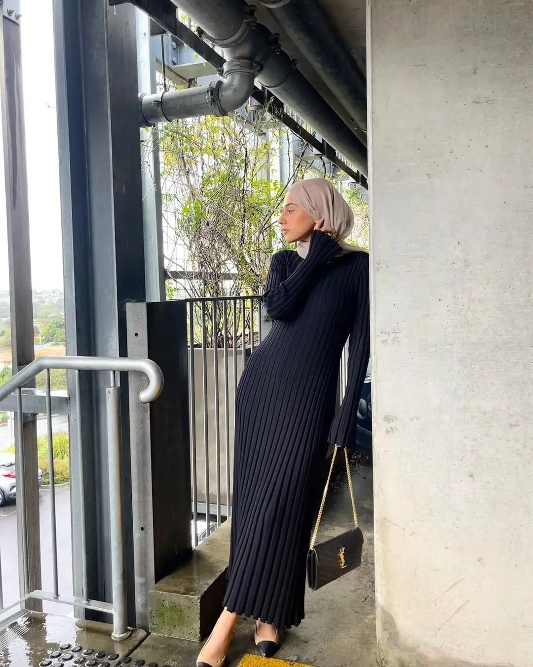 Klassieke losse gebreide jurk voor dames