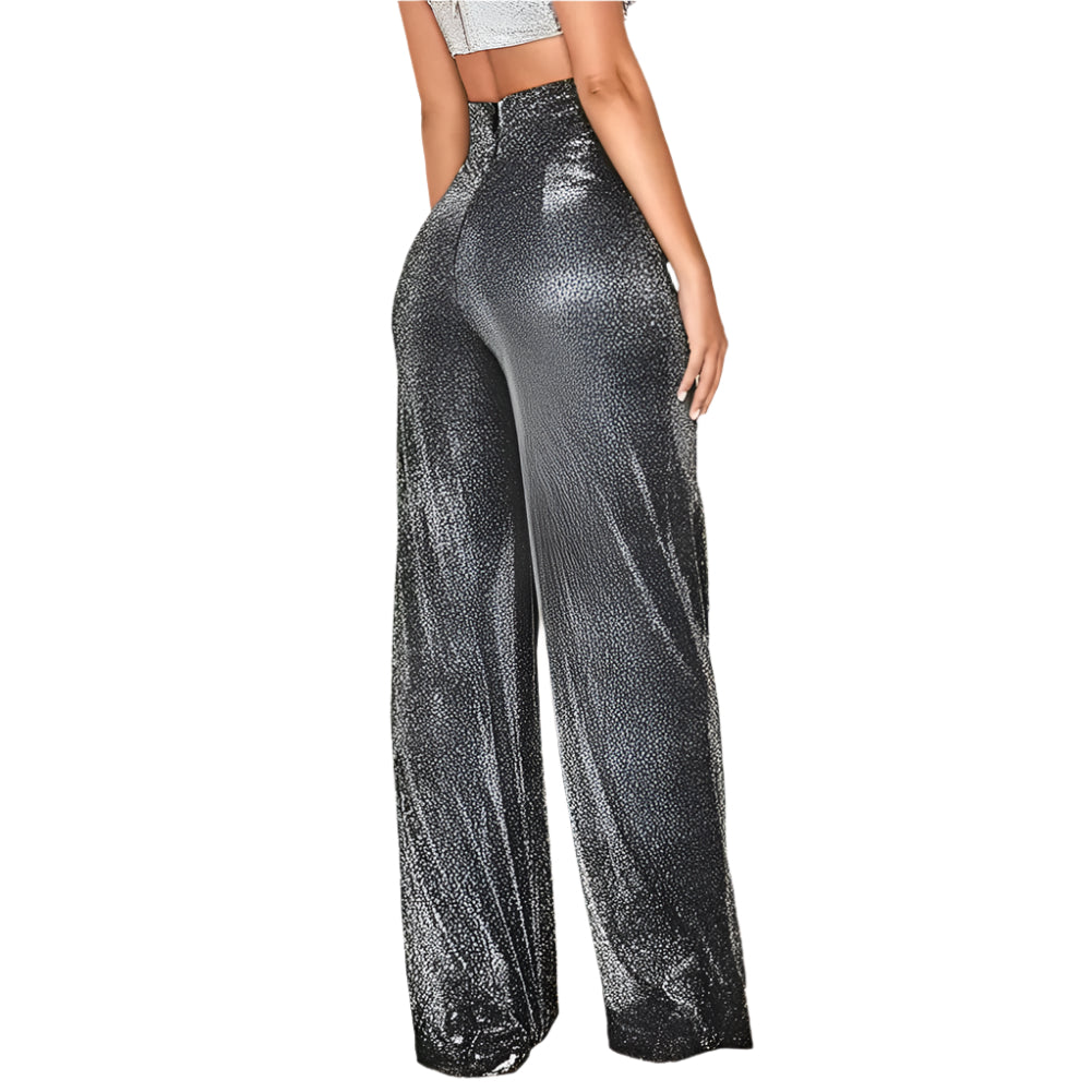 Damesbroek met hoge taille en wijde pijpen