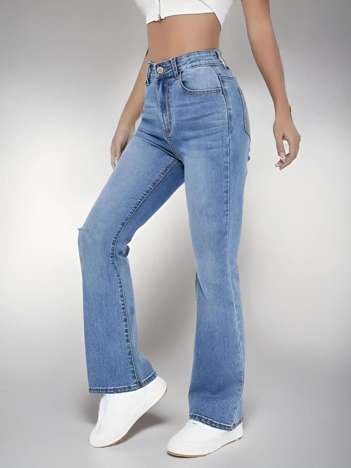 Denim broeken met hoge taille voor dames