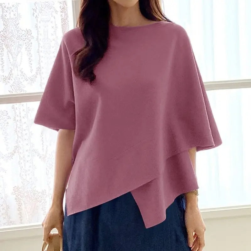 Damesblouse met 3/4 mouwen en ruches