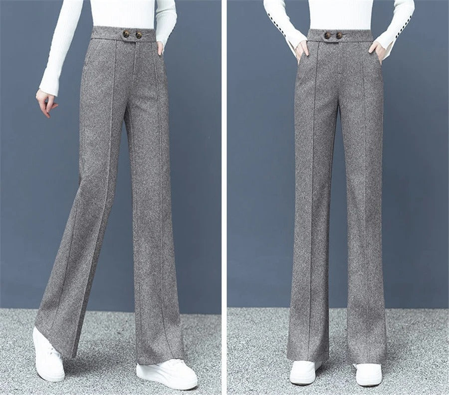 Dames wolmix rechte broek