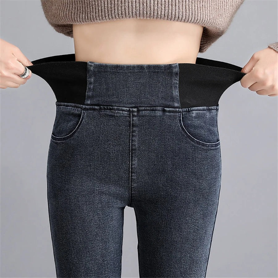 Denim broek met hoge taille voor dames