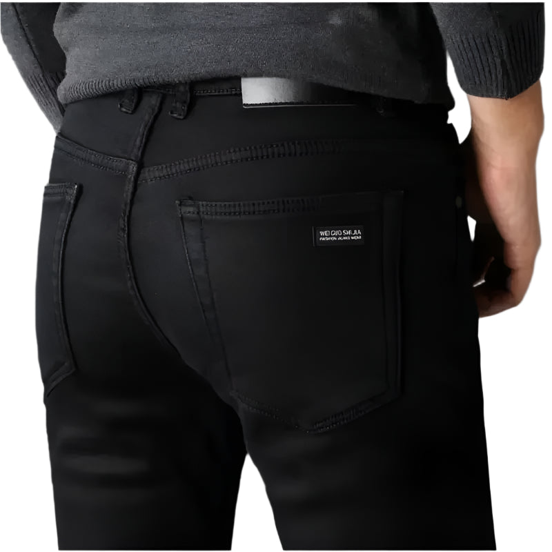 Zwarte stretch-bikerjeans voor heren